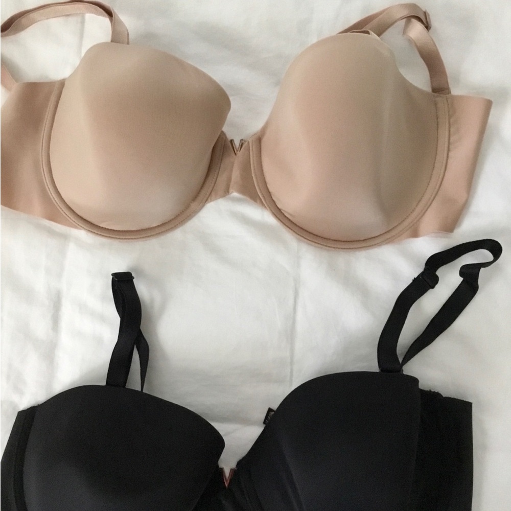 Victoria's Secret Nude & Black Convertible T-Shirt Bra Duo. 34DDD